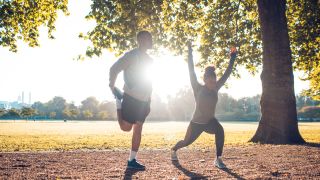 Runners stretching