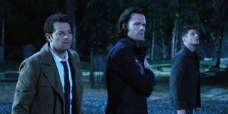 Misha Collins, Jared Padalecki, and Jensen Ackles in Supernatural Season 15