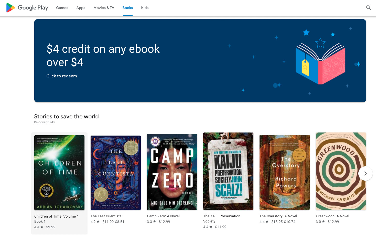 Bilde fra nettsiden til Google Play Books.