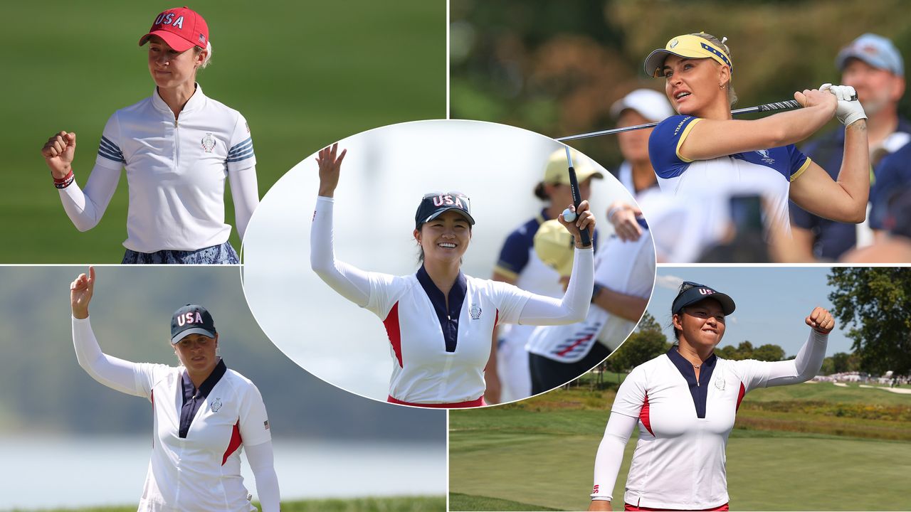 Images of Rose Zhang, Charley Hull, Nelly Korda, Megan Khang and Lauren Coughlin