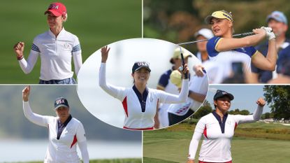 Images of Rose Zhang, Charley Hull, Nelly Korda, Megan Khang and Lauren Coughlin