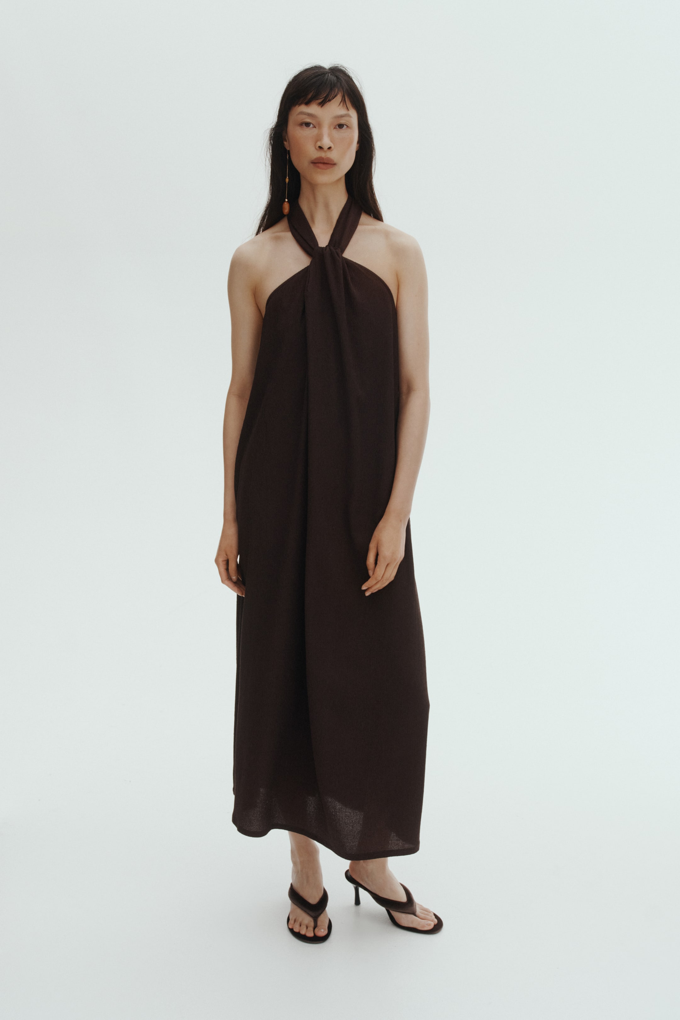 Twist-Detail Halterneck Dress