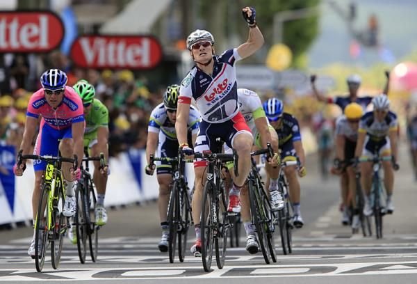 Andre Greipel (Lotto Belisol) missed the carnage in the closing kilometres and sprinted to victory from a small lead group.