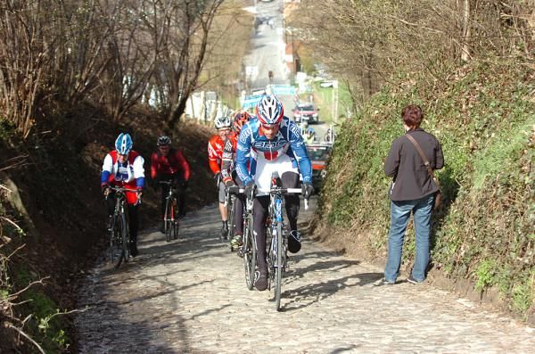 George Hincapie (BMC) leads his team up the climb.
