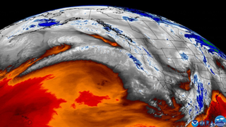 satellite imagery showing clouds and water moisture above the far west of the united states