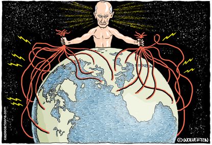 Political cartoon U.S. Putin Trump meddling election hacking