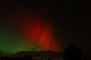 Skywatcher Tom Pruzenski snapped this view of the Oct. 24, 2011 northern lights display while watching the rare red northern lights with his brother Chris on Oct. 24, 2011 from Hemlock, NY.