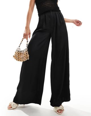 Black Kaiii satin wide leg pants