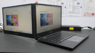 AceMagic Z1A dual-screen laptop at Computex 2024.