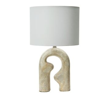 Creative Co-Op Abstract Resin Table Lamp With Linen Drum Shade, Distressed Natural