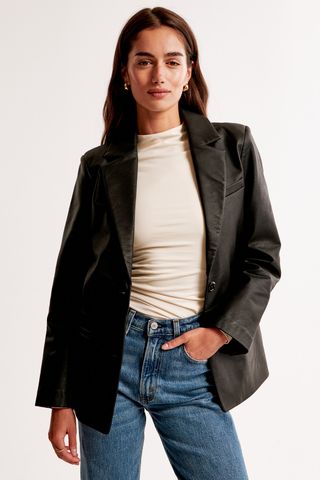 Abercrombie Vegan Leather Blazer