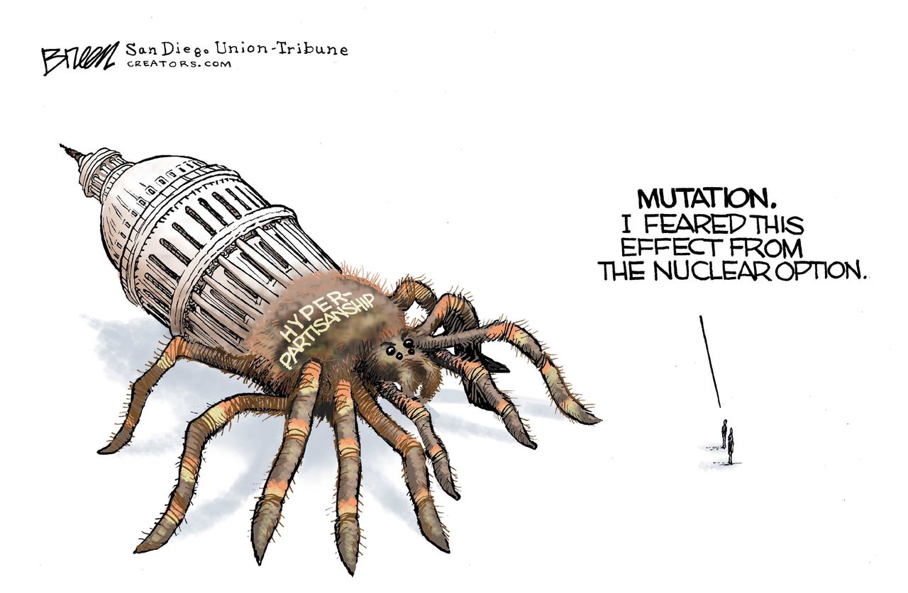 Political Cartoon U.S. Senate Cogress Nuclear Option SCOTUS McConnell