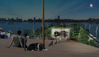 Pier 57, New York. Remodelling of existing pier within the Hudson River Park with market, retail, restaurants, park and outdoor cinema - in progress