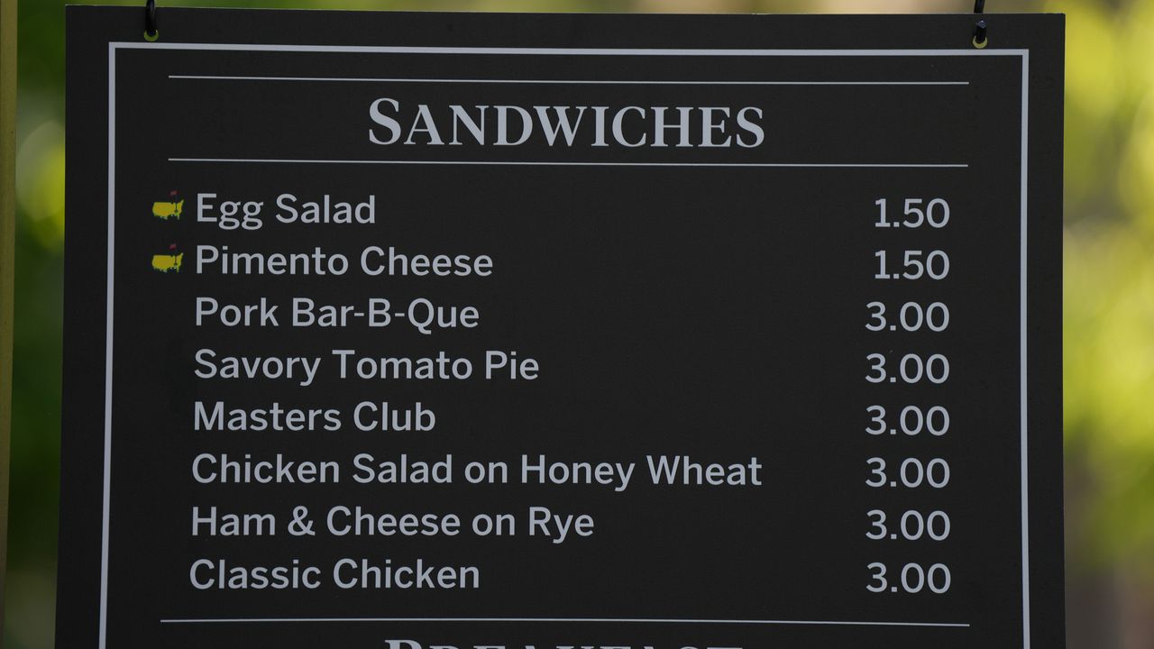 A view of the Masters sandwich menu during the 2025 tournament