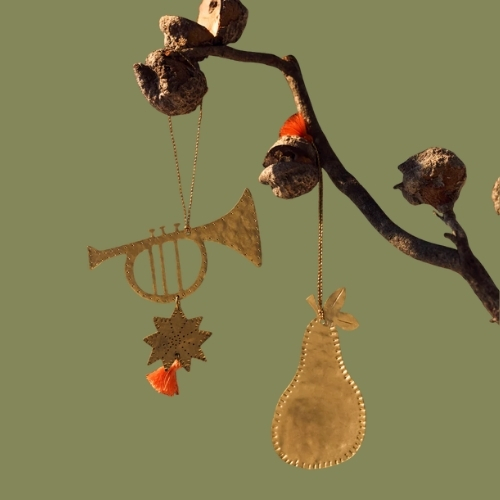 TOAST, Hammered Metal Pear Decoration, Brass