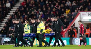 There were fears Mustafi had suffered a serious injury as he was forced off at he Vitality Stadium.