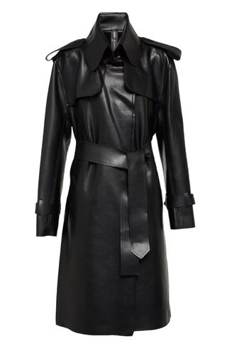 Faux Leather Trench Coat