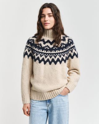 Fair Isle Stand Collar Sweater