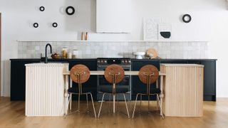 kitchen island IKEA hack with fluted cabinets by Sarah Sherman Samuel