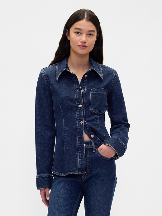 Denim Cinch-Seam Shirt