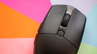 Corsair Katar Elite Wireless on a colorful mouse pad