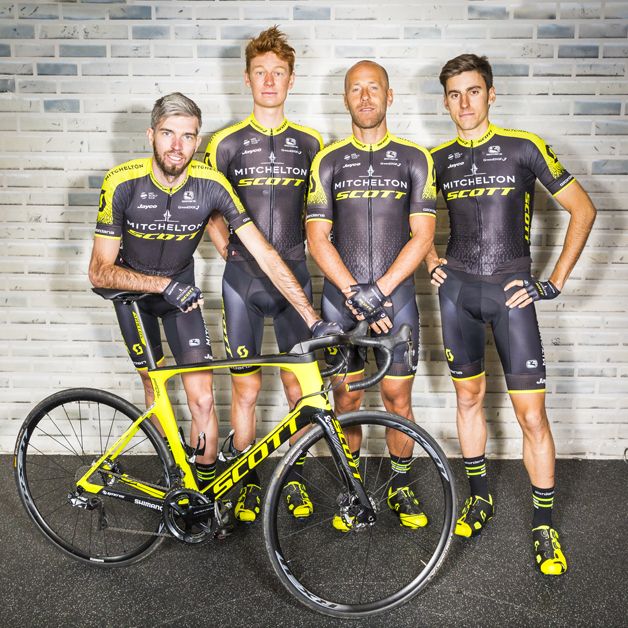 Riders from the men's team model the new kit