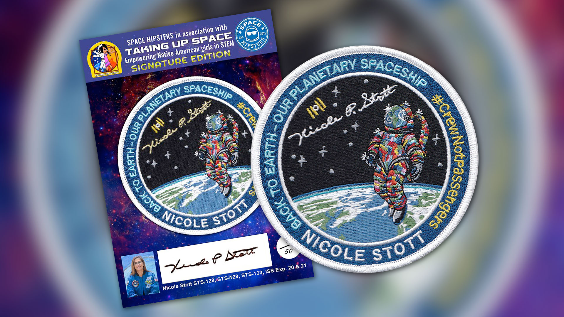 Astronaut's mission 'back to Earth' lands on colorful spacesuit patch