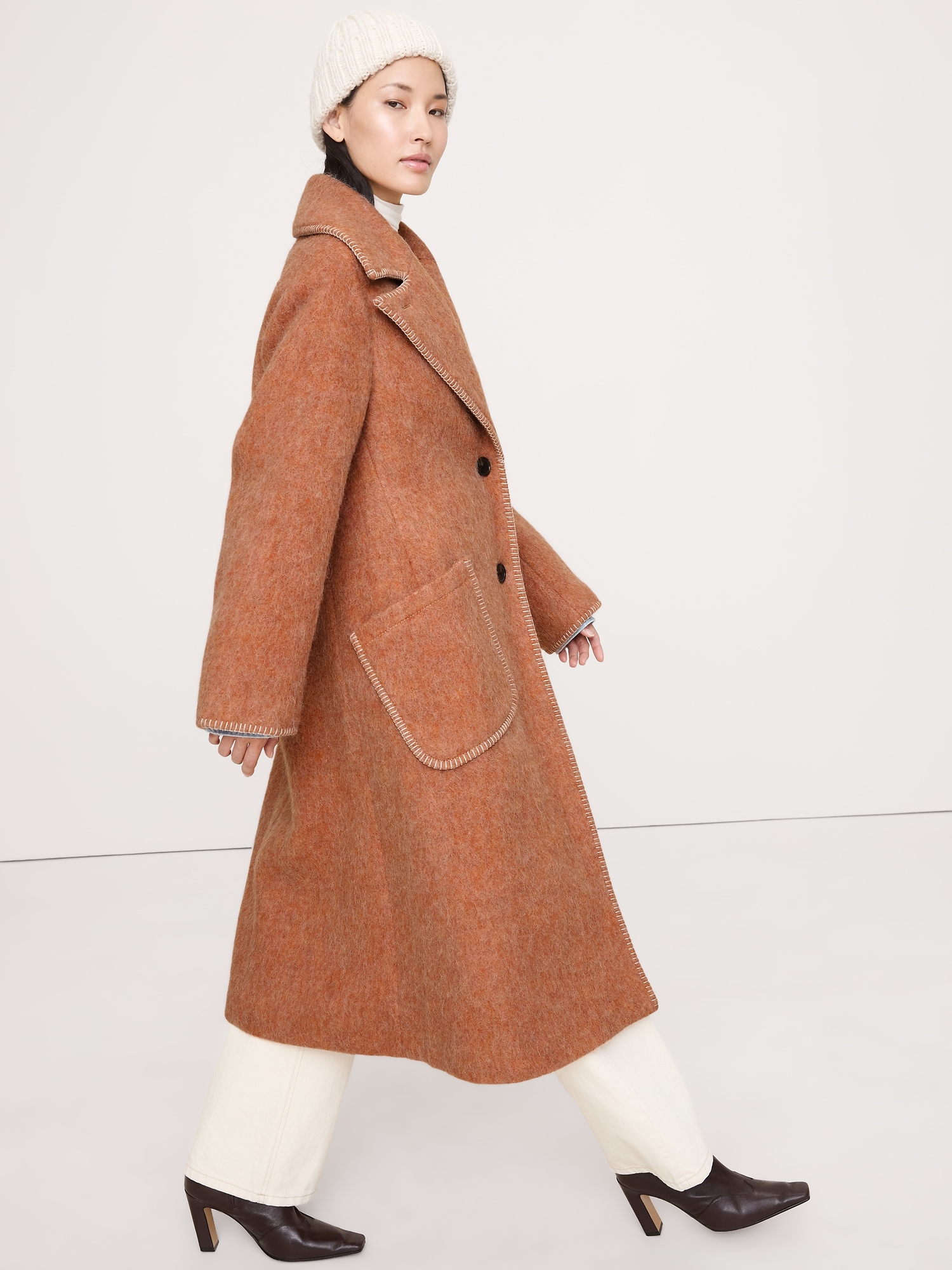 Fuzzy Italian Wool-Blend Top Coat