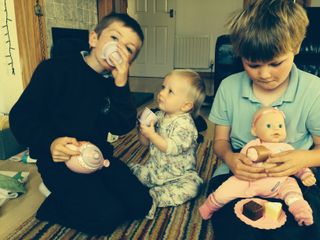 Our writer's three children playing together