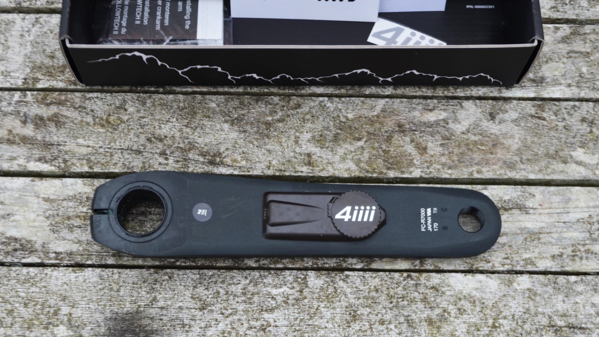 Images show 4iiii's Precision 3.0 105 R7000 one-way power meter.