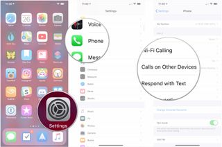 Open Settings, tap Phone, tap Calls from Other Devices