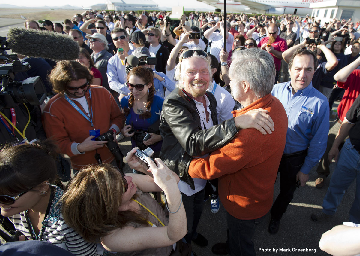 Sir Richard Branson &amp; Burt Rutan at First SpaceShipTwo Supersonic Test Flight