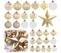 52 Pack of gold and white Christmas ornaments, Amazon