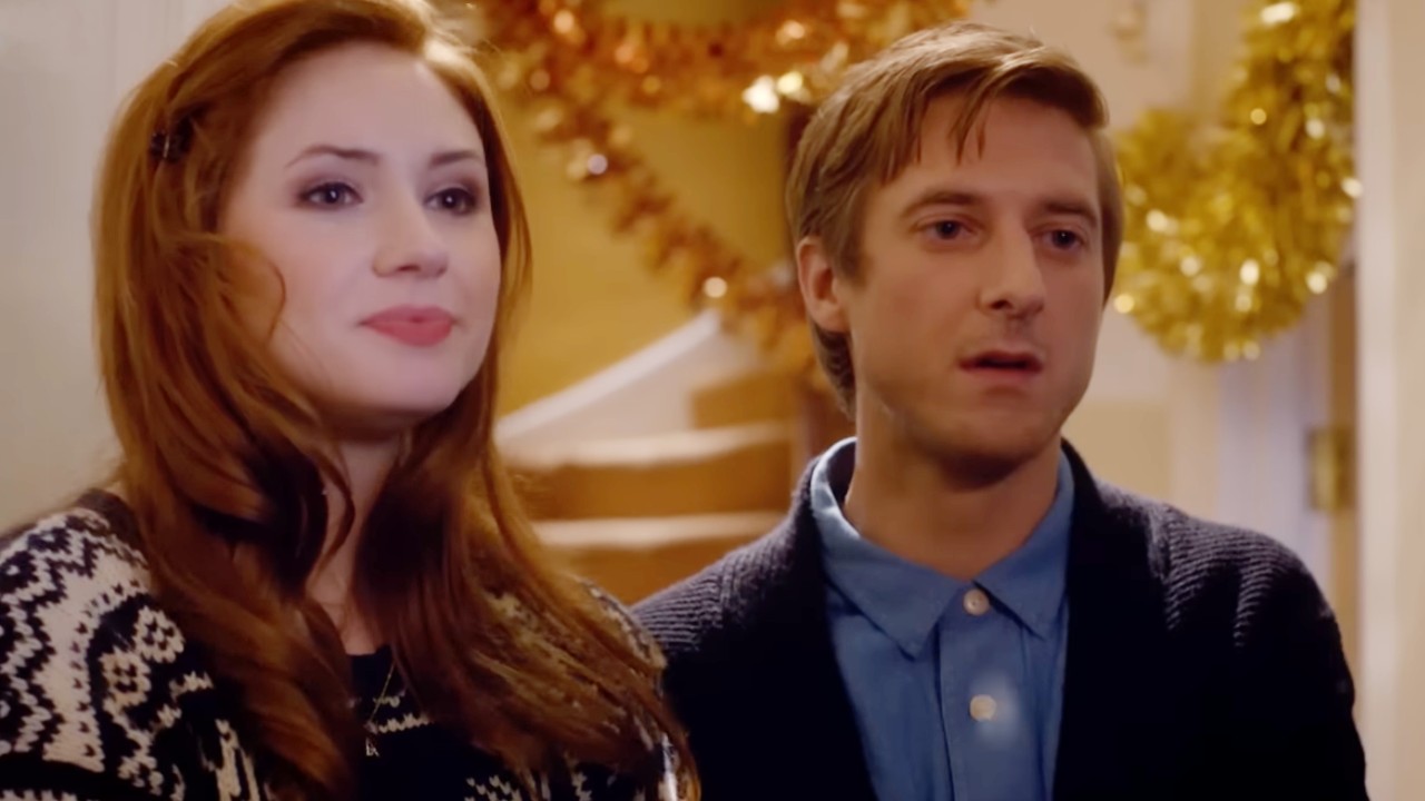 Amy and Rory are surprised by The Doctor on Christmas