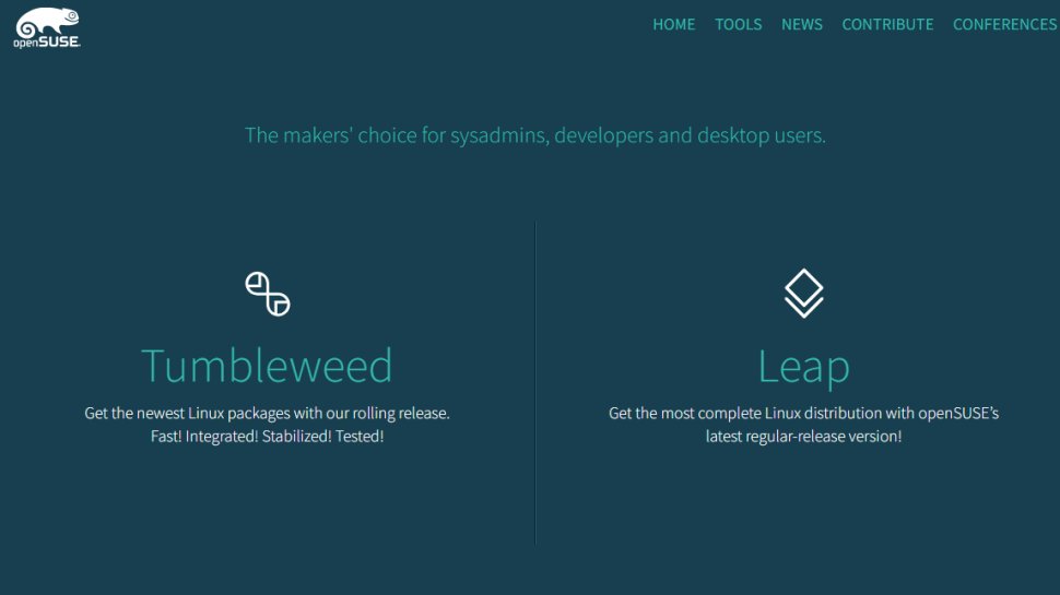 Website screenshot of openSUSE (August, 2025)