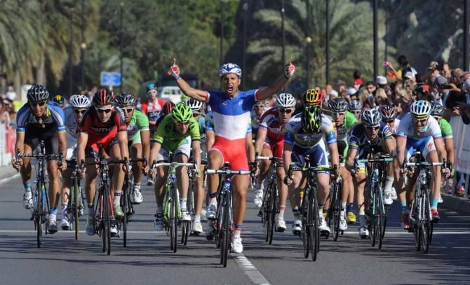 Nacer Bouhanni (FDJ) wins the bunch sprint on the final day of the 2013 Tour of Oman.