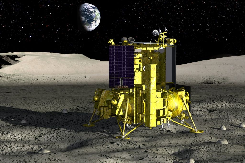 An artist&#039;s depiction of a lunar lander in Russia&#039;s second-generation Luna program.