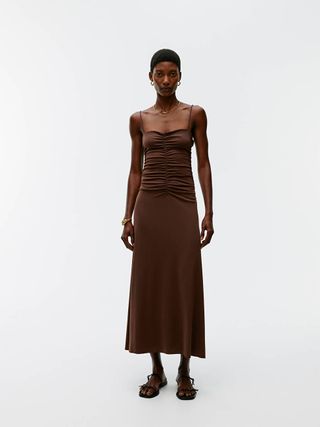 Gathered Strap Dress - Dark Brown - Arket Gb