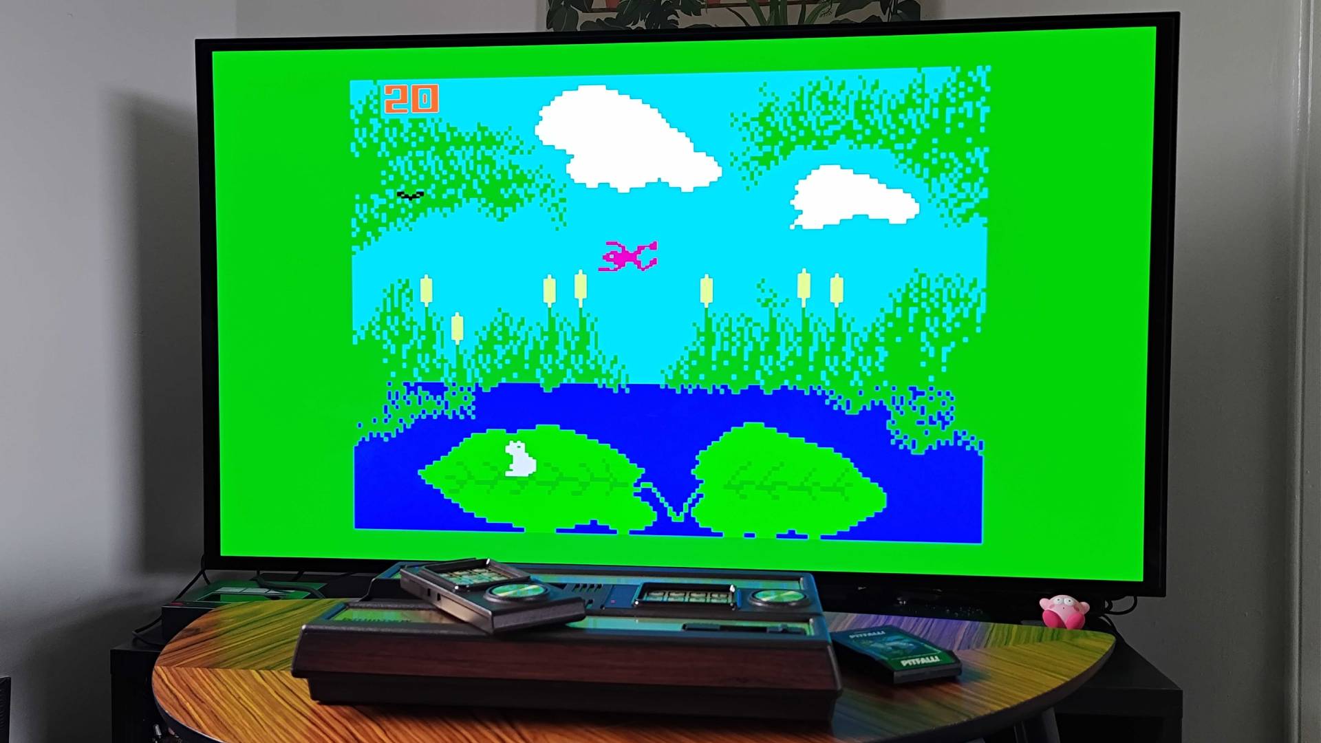 Intellivision Sprint connected to LG OLED C4 TV with Frog Bog running on display.