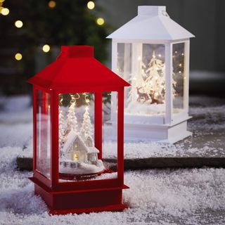 red house musical snow lantern by aldi