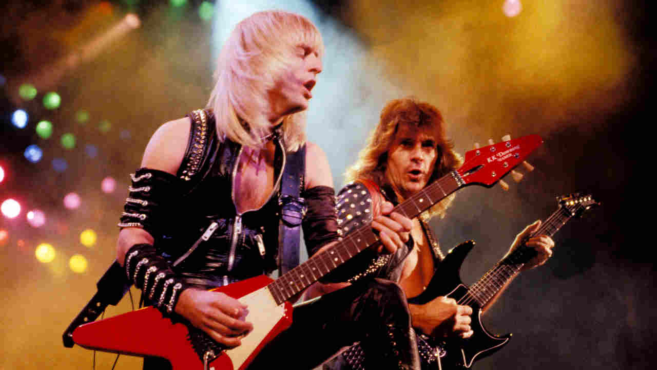 Judas Priest&amp;rsquo;s KK Downing and Glenn Tipton performing onstage in 1982