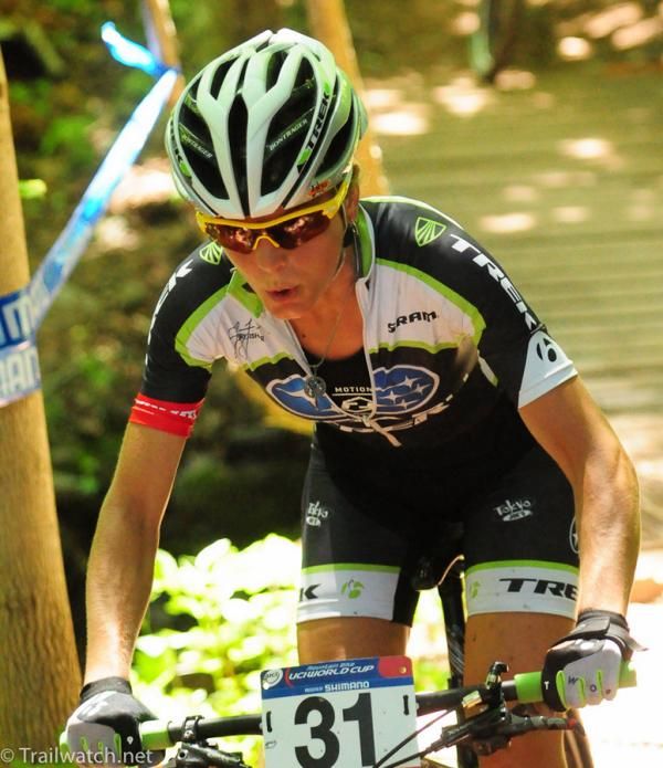Heather Irmiger (Subaru Trek) nearing the bottom of the course