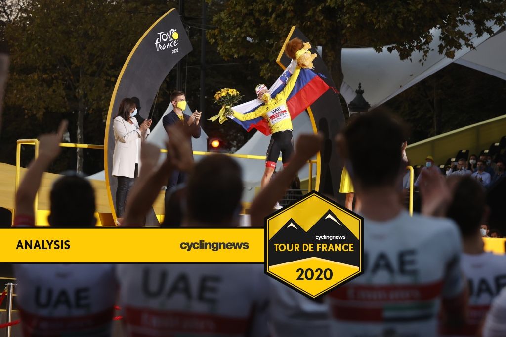 Pogacar yellow podium UAE Team Emirates Tour de France 2020 Paris