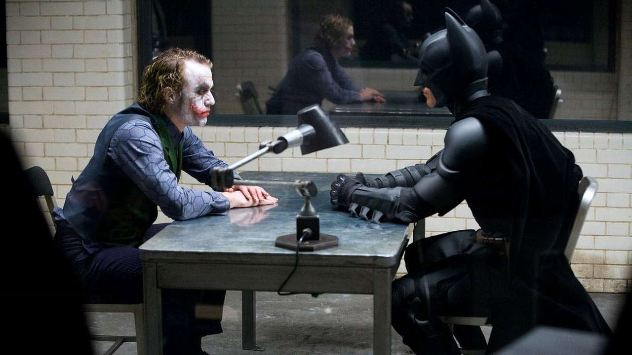 Batman interrogates the Joker in The Dark Knight