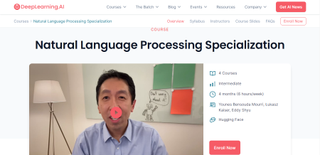 Website screenshot for Natural Language Processing Specialization by deeplearning.ai