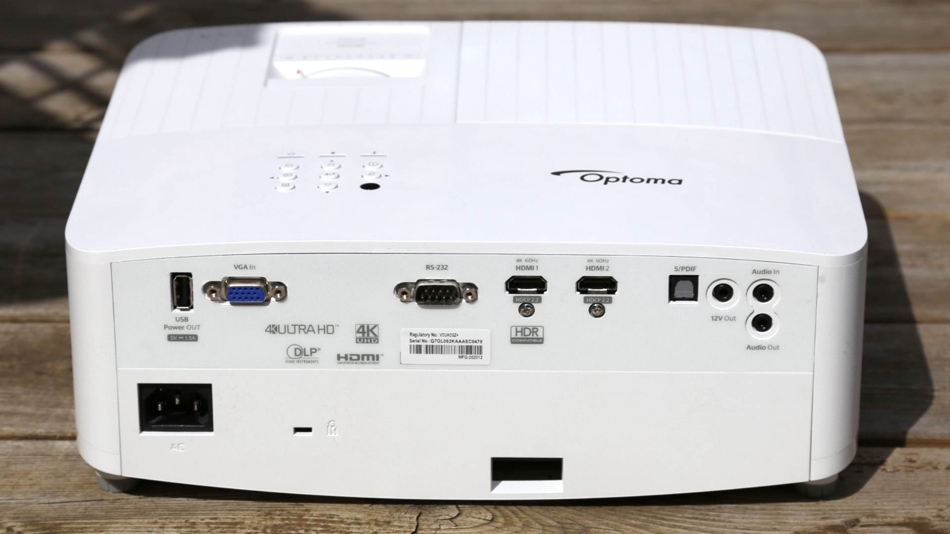 Optoma UHD38 projector in white