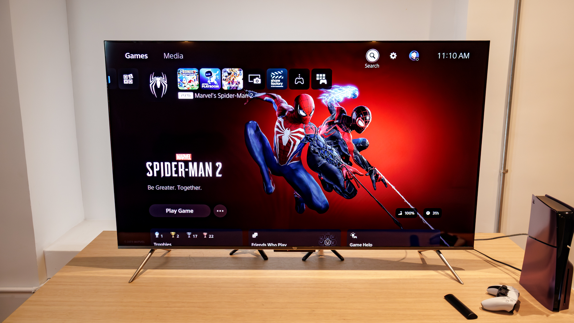 Amazon Fire TV Omni QLED Series TV (2025) on a table