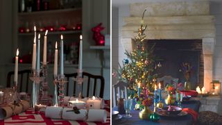 christmas tables with Christmas centerpiece ideas using tapered candles