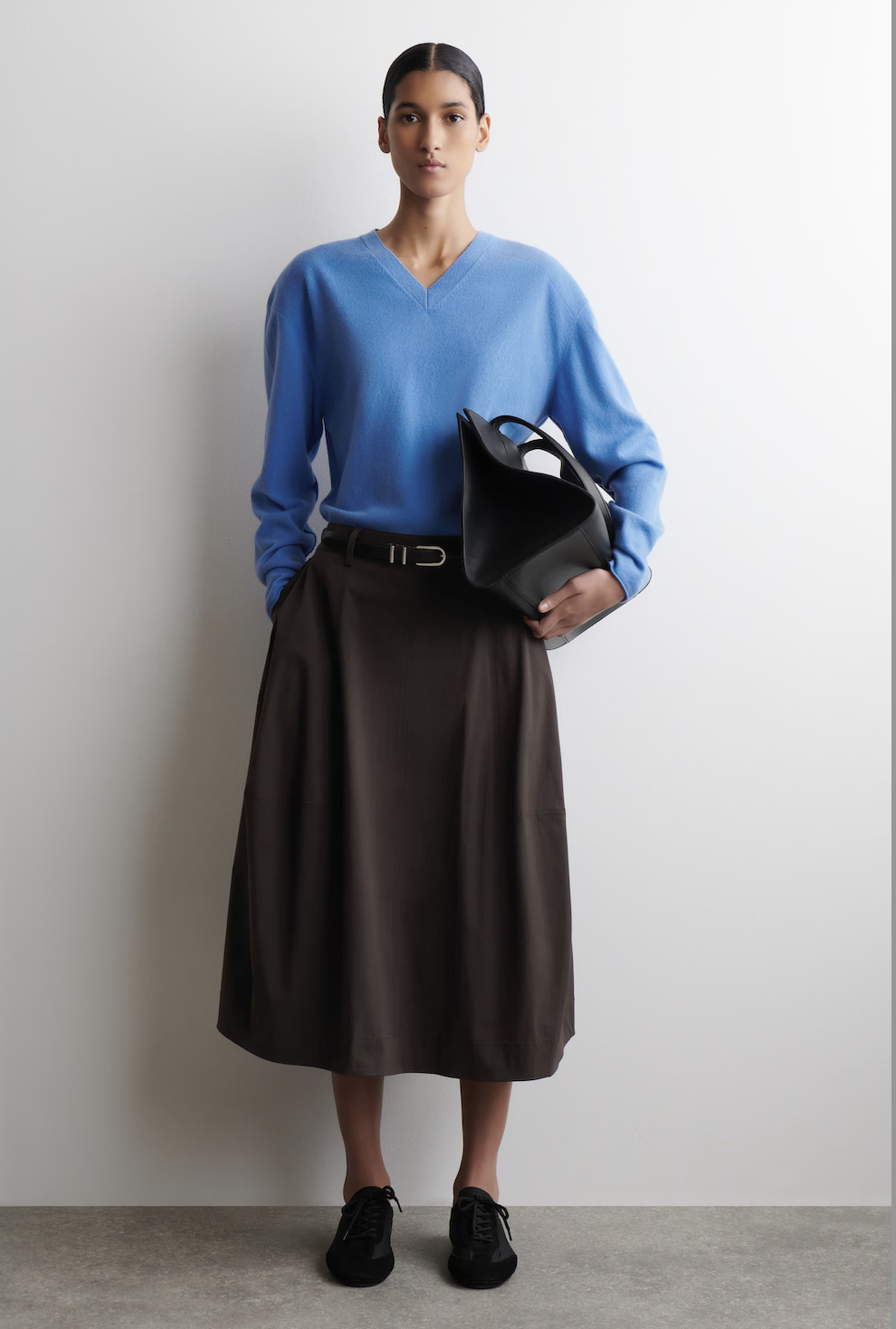 cos, VOLUMINOUS COTTON MIDI SKIRT