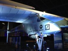 Solar Impulse plane at hangar 19 at john f. kennedy airport